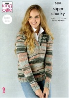 Knitting Pattern - King Cole 5637 - Quartz Super Chunky - Ladies Sweater & Cardigan